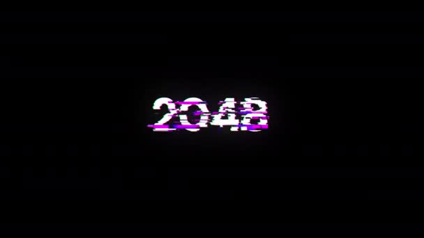 2048年带有技术故障屏幕效果的文本 具有各种干扰的目视屏故障 — 图库视频影像