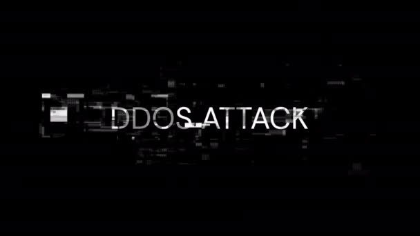Ddos Attack Text Screen Effects Technological Failures Spectacular Screen Glitch — Vídeo de Stock