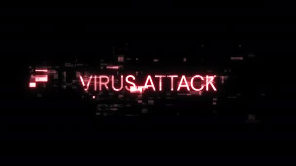 Virus Útočí Text Efekty Obrazovky Technologických Poruch Velkolepá Závada Obrazovce — Stock video