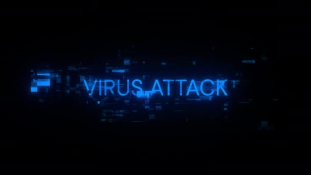 テクノロジー障害のスクリーン効果によるウイルス攻撃テキスト さまざまな種類の干渉との壮大なスクリーン グリッチ ループド — ストック動画