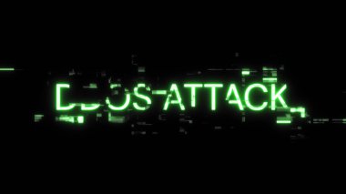 3D Ddos saldırı metni teknolojik arızaların ekran efektleri ile. Çeşitli parazitlerle muhteşem ekran arızası
