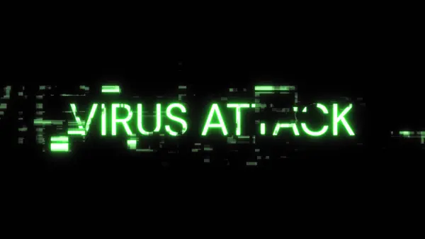 stock image 3D rendering virus attack text with screen effects of technological failures. Spectacular screen glitch with various kinds of interference