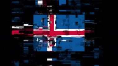 Teknolojik arızaların ekran etkileriyle İzlanda bayrağı. Çeşitli parazitlerle muhteşem ekran arızası. Döngülü