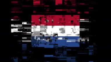 Teknolojik arızaların ekran etkileriyle Hollanda bayrağı. Çeşitli parazitlerle muhteşem ekran arızası. Döngülü