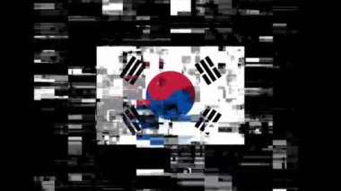 Teknolojik arızaların ekran etkileriyle Kore Cumhuriyeti bayrağı. Çeşitli parazitlerle muhteşem ekran arızası. Döngülü