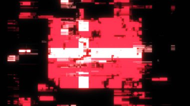 3 boyutlu Danimarka bayrağını teknolojik arızaların ekran efektleri ile donatmak. Çeşitli parazitlerle muhteşem ekran arızası