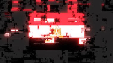 3 boyutlu Mısır bayrağını teknolojik arızaların ekran etkileriyle donatmak. Çeşitli parazitlerle muhteşem ekran arızası