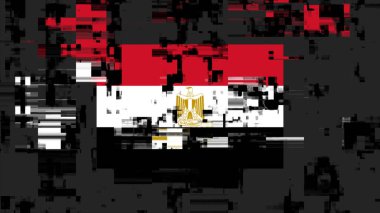 3 boyutlu Mısır bayrağını teknolojik arızaların ekran etkileriyle donatmak. Çeşitli parazitlerle muhteşem ekran arızası