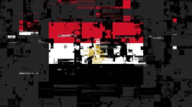 3 boyutlu Mısır bayrağını teknolojik arızaların ekran etkileriyle donatmak. Çeşitli parazitlerle muhteşem ekran arızası