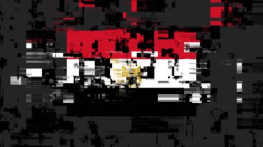 3 boyutlu Mısır bayrağını teknolojik arızaların ekran etkileriyle donatmak. Çeşitli parazitlerle muhteşem ekran arızası