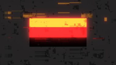 3D Almanya bayrağını teknolojik arızaların ekran etkileriyle donatmak. Çeşitli parazitlerle muhteşem ekran arızası