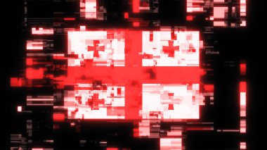 Üç boyutlu Gürcistan bayrağını teknolojik arızaların ekran etkileriyle donatmak. Çeşitli parazitlerle muhteşem ekran arızası