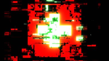 3D İsviçre bayrağını teknolojik arızaların ekran etkileriyle donatmak. Çeşitli parazitlerle muhteşem ekran arızası