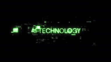 Teknolojik arızaların ekran etkilerine sahip Ai teknolojisi metni. Çeşitli parazitlerle muhteşem ekran arızası. Döngülü