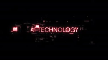 Teknolojik arızaların ekran etkilerine sahip Ai teknolojisi metni. Çeşitli parazitlerle muhteşem ekran arızası. Döngülü