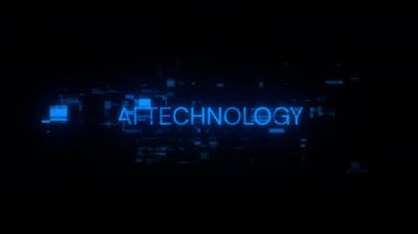 Teknolojik arızaların ekran etkilerine sahip Ai teknolojisi metni. Çeşitli parazitlerle muhteşem ekran arızası. Döngülü