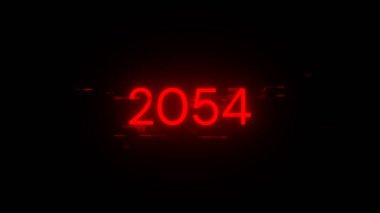 Teknolojik arızaların ekran efektleriyle 2054 metni oluşturuluyor. Çeşitli parazitlerle muhteşem ekran arızası