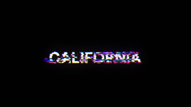 Kaliforniya metnini teknolojik arızaların ekran efektleri ile hazırlamak. Çeşitli parazitlerle muhteşem ekran arızası