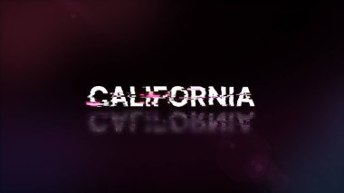 Kaliforniya metnini teknolojik arızaların ekran efektleri ile hazırlamak. Çeşitli parazitlerle muhteşem ekran arızası