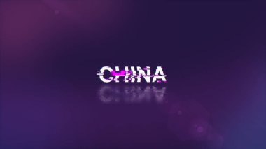 3 boyutlu Çin metni teknolojik arızaların ekran efektleri ile oluşturuluyor. Çeşitli parazitlerle muhteşem ekran arızası