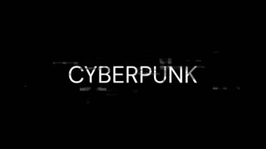 Teknolojik arızaların ekran etkilerini içeren 3 boyutlu Siberpunk metni. Çeşitli parazitlerle muhteşem ekran arızası