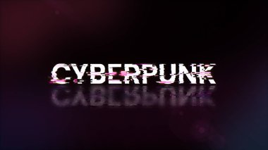 Teknolojik arızaların ekran etkilerini içeren 3 boyutlu Siberpunk metni. Çeşitli parazitlerle muhteşem ekran arızası