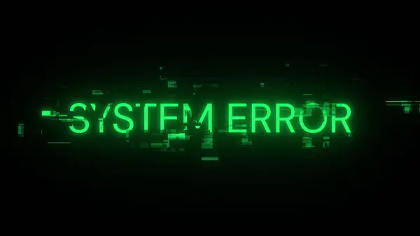 stock image 3D rendering System error text with screen effects of technological failures. Spectacular screen glitch with various kinds of interference