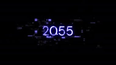 Teknolojik arızaların ekran efektleri içeren 2055 metni. Çeşitli parazitlerle muhteşem ekran arızası. Döngülü