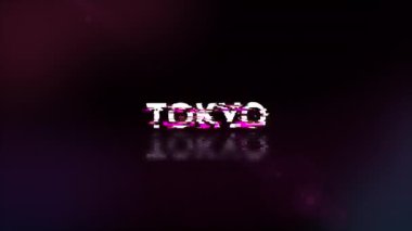 Teknolojik arızaların ekran efektleri içeren Tokyo metni. Çeşitli parazitlerle muhteşem ekran arızası. Döngülü