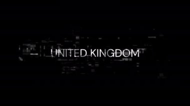 Teknolojik arızaların ekran etkilerine sahip Birleşik Krallık metni. Çeşitli parazitlerle muhteşem ekran arızası. Döngülü