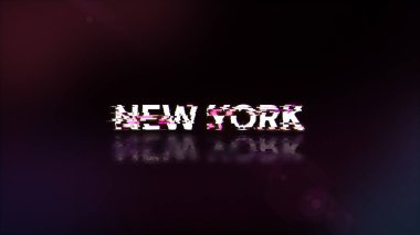 Teknolojik arızaların ekran efektleriyle New York metni oluşturuluyor. Çeşitli parazitlerle muhteşem ekran arızası