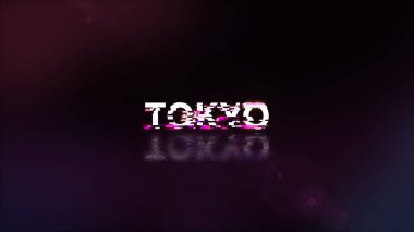 Teknolojik arızaların ekran efektleriyle birlikte 3 boyutlu Tokyo metni oluşturuluyor. Çeşitli parazitlerle muhteşem ekran arızası