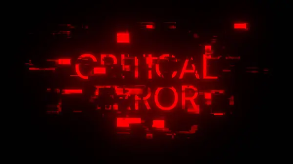 stock image 3D rendering critical error text with screen effects of technological failures. Spectacular screen glitch with various kinds of interference