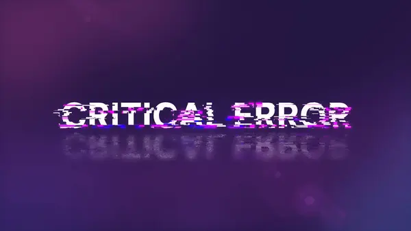 stock image 3D rendering critical error text with screen effects of technological failures. Spectacular screen glitch with various kinds of interference