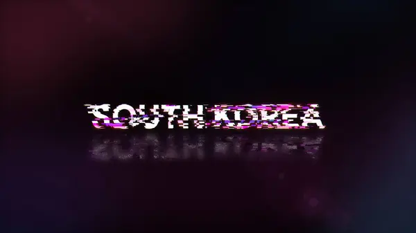 stock image 3D rendering South Korea text with screen effects of technological failures. Spectacular screen glitch with various kinds of interference