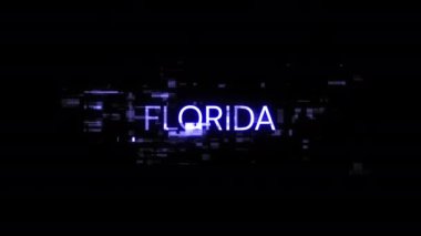 Teknolojik arızaların ekran efektleri içeren Florida metni. Çeşitli parazitlerle muhteşem ekran arızası. Döngülü