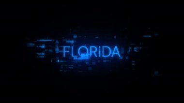 Teknolojik arızaların ekran efektleri içeren Florida metni. Çeşitli parazitlerle muhteşem ekran arızası. Döngülü
