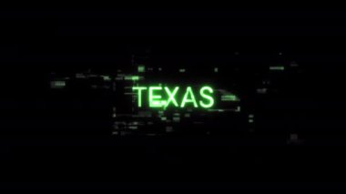 Teknolojik arızaların ekran efektleri içeren Teksas metni. Çeşitli parazitlerle muhteşem ekran arızası. Döngülü