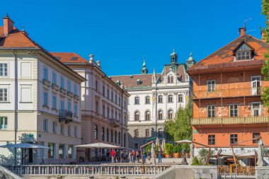 LJUBJANA, SLOVENIA - Kasım 05.2022: Slovakya 'nın başkentinde muhteşem mimari binalar
