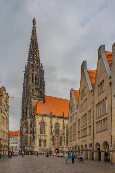 Muenster Німеччина Вересня 2022 Старе Історичне Місто Пішохідна Зона Людьми — стокове фото