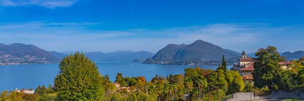 stock image Lake Maggiore, landscapes over the lake. background the Alps