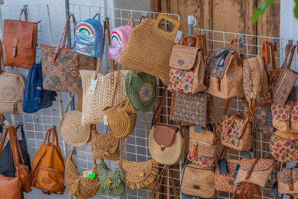 Peniscola Spain October 2022 Street Souvenirs Market Peniscola Traditional Bags — Stock Photo, Image