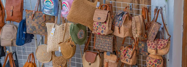 Peniscola Spain October 2022 Street Souvenirs Market Peniscola Traditional Bags — Stock Photo, Image