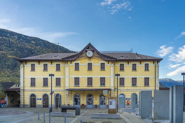 Tirano Italy October 2022 Train Station Tirano Tirano Town Valtellina — Stock Photo, Image