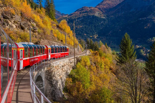 Cadera Switzerland October 2022 Bernina Express Rhaetian Railway Line Going — Stock Photo, Image