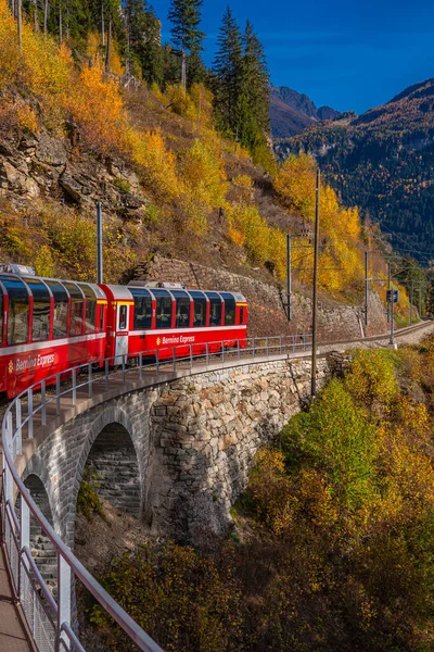 Cadera Switzerland October 2022 Bernina Express Rhaetian Railway Line Going — Stock Photo, Image
