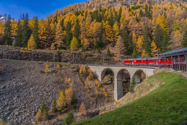 Cadera Switzerland October 2022 Bernina Express Rhaetian Railway Line Autumn — Stock Photo, Image