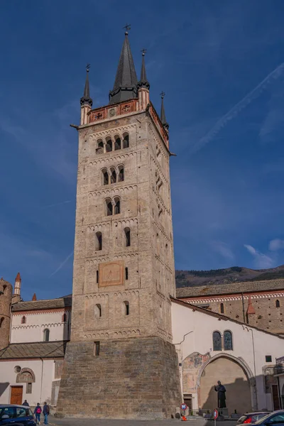 Susa Italien Oktober 2022 Der Turm Der Kathedrale Susa Piemont — Stockfoto