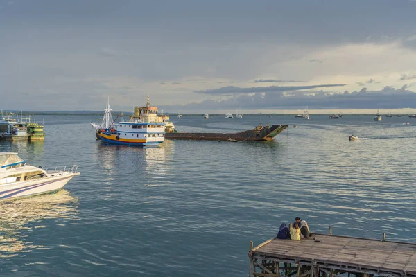 stock image Sorong, Indonesia -February 01.2023: People at the pier at the jetty in Sorong where ships going to other islands at Raja Ampat