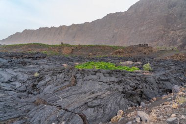 Lava landscape at the Pico do Fogo in Cha das Caldeiras - Fogo Crater, Cape Verde clipart